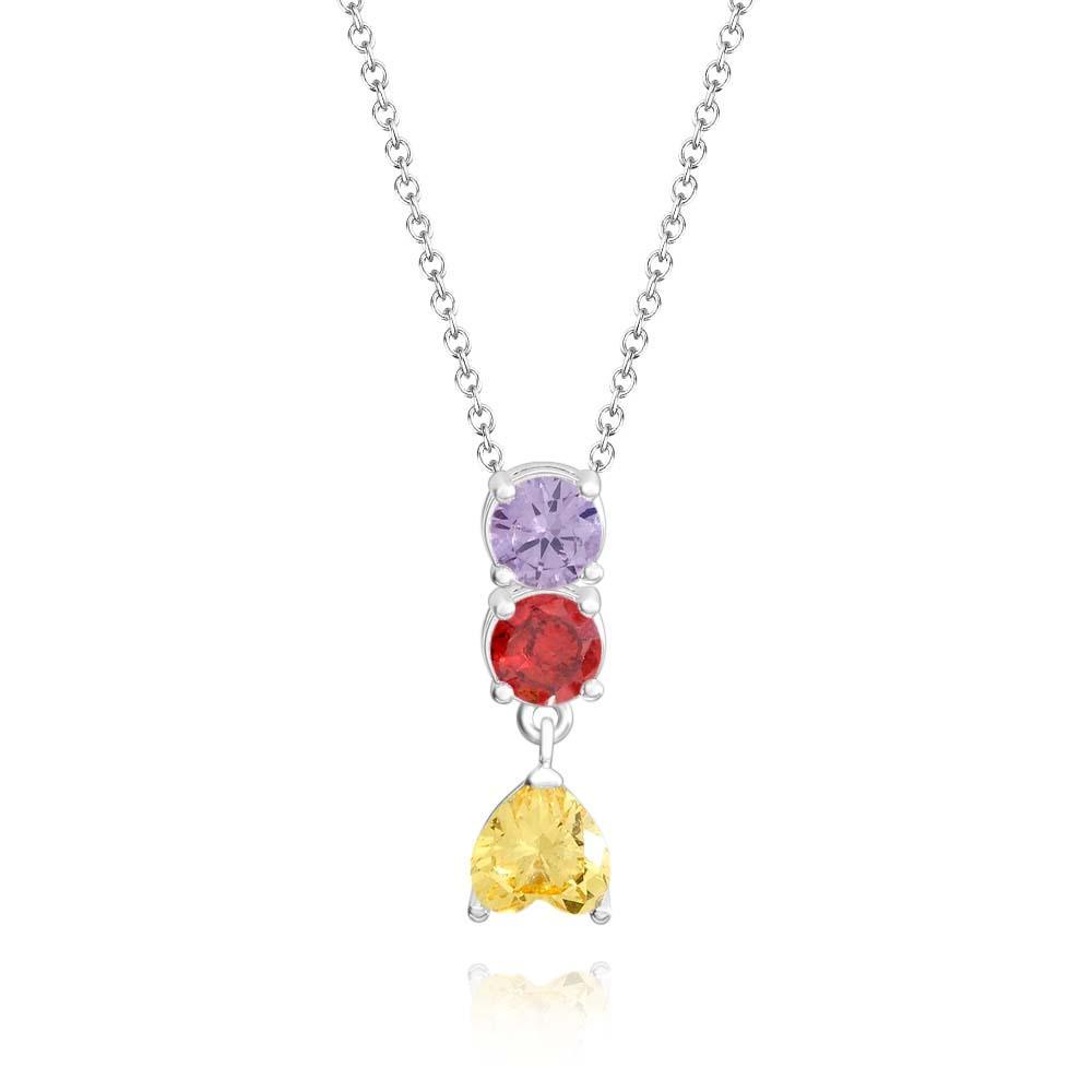 Encantador Collar Combinado Con Piedra Natal Con Un Colgante De Piedra Natal En Forma De Corazón, Joyería, Regalos Del Día De San Valentín - soufeeles