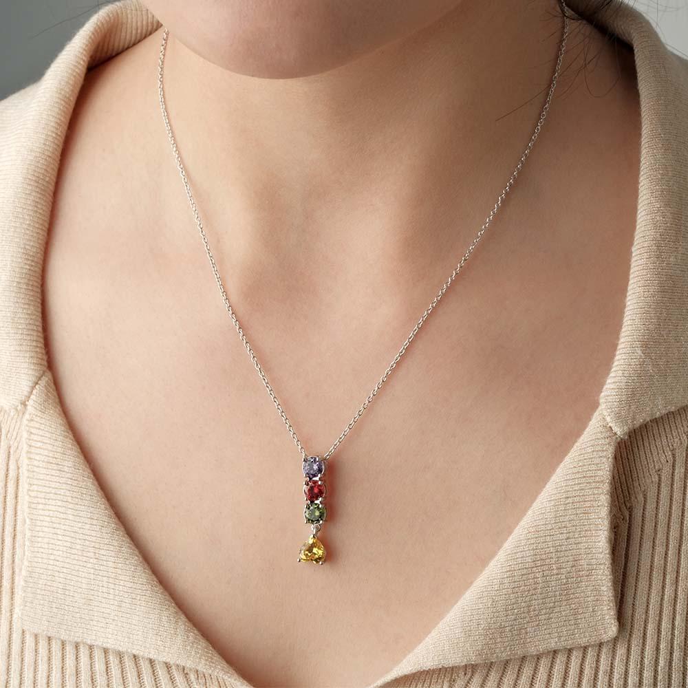 Encantador Collar Combinado Con Piedra Natal Con Un Colgante De Piedra Natal En Forma De Corazón, Joyería, Regalos Del Día De San Valentín - soufeeles