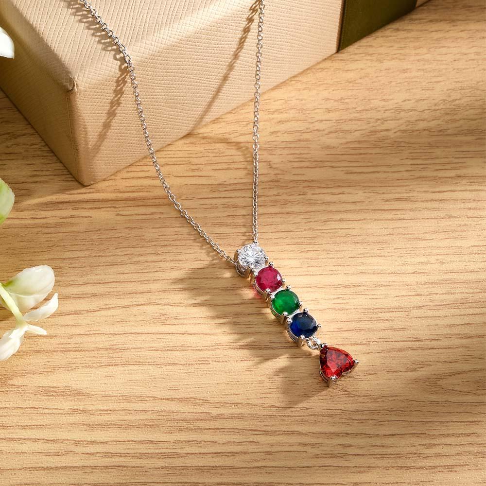 Encantador Collar Combinado Con Piedra Natal Con Un Colgante De Piedra Natal En Forma De Corazón, Joyería, Regalos Del Día De San Valentín - soufeeles