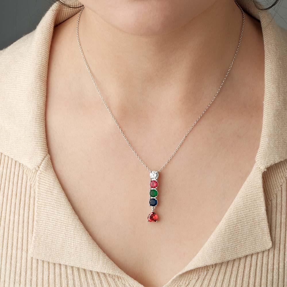Encantador Collar Combinado Con Piedra Natal Con Un Colgante De Piedra Natal En Forma De Corazón, Joyería, Regalos Del Día De San Valentín - soufeeles