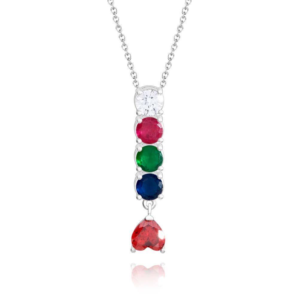 Encantador Collar Combinado Con Piedra Natal Con Un Colgante De Piedra Natal En Forma De Corazón, Joyería, Regalos Del Día De San Valentín - soufeeles