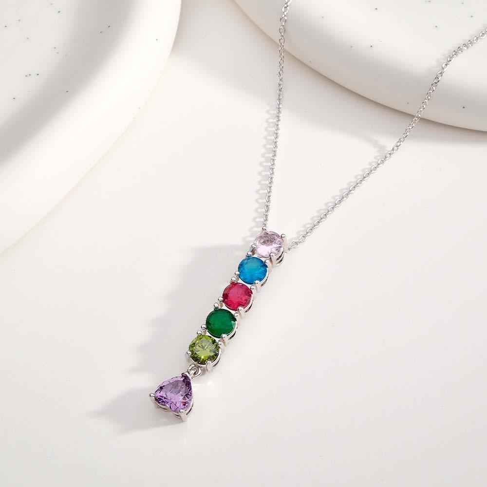 Encantador Collar Combinado Con Piedra Natal Con Un Colgante De Piedra Natal En Forma De Corazón, Joyería, Regalos Del Día De San Valentín - soufeeles