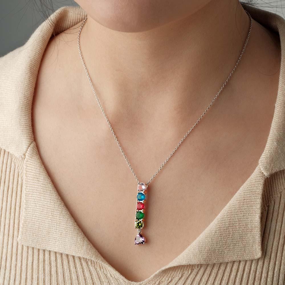 Encantador Collar Combinado Con Piedra Natal Con Un Colgante De Piedra Natal En Forma De Corazón, Joyería, Regalos Del Día De San Valentín - soufeeles