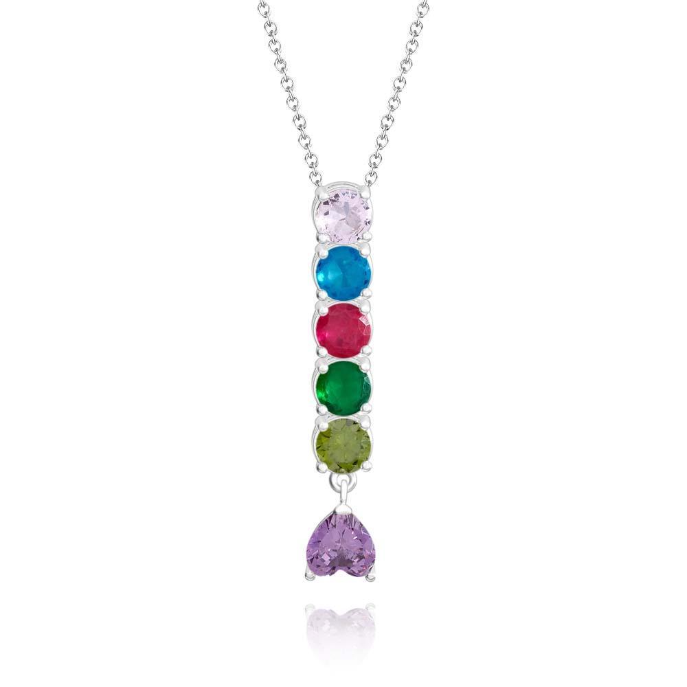 Encantador Collar Combinado Con Piedra Natal Con Un Colgante De Piedra Natal En Forma De Corazón, Joyería, Regalos Del Día De San Valentín - soufeeles