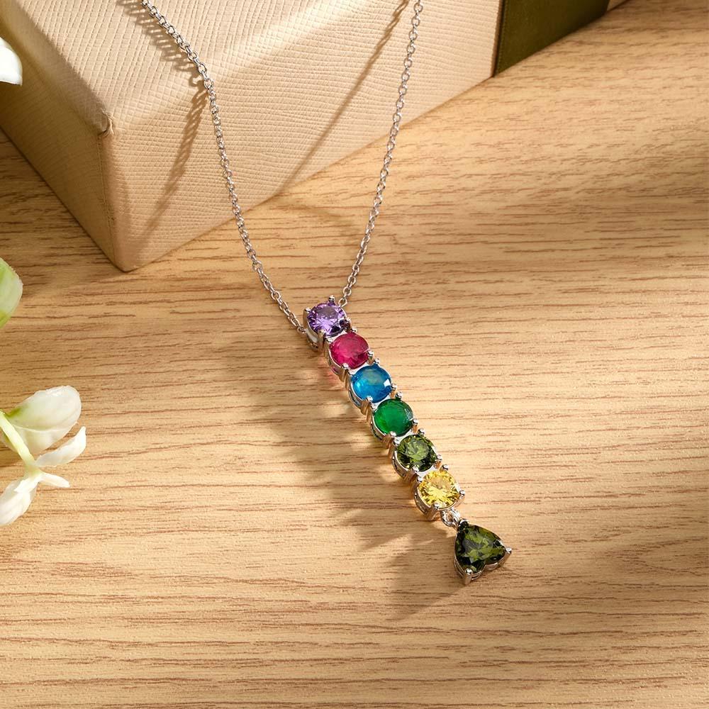 Encantador Collar Combinado Con Piedra Natal Con Un Colgante De Piedra Natal En Forma De Corazón, Joyería, Regalos Del Día De San Valentín - soufeeles