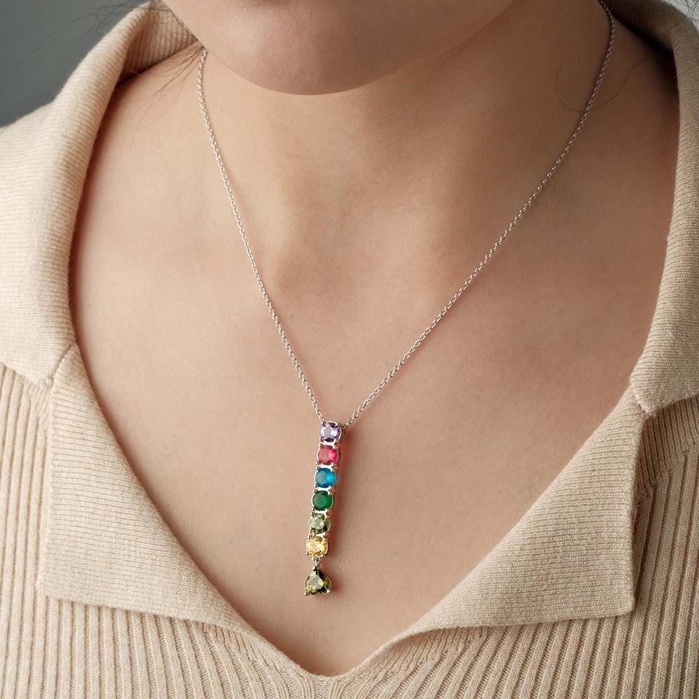 Encantador Collar Combinado Con Piedra Natal Con Un Colgante De Piedra Natal En Forma De Corazón, Joyería, Regalos Del Día De San Valentín - soufeeles