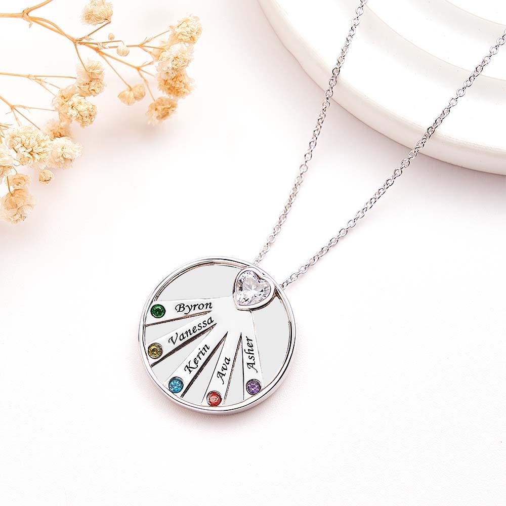 Collar Grabable Con Piedra Natal, Colgante Circular Encantador, Joyería, Regalos Para Mujeres - soufeeles