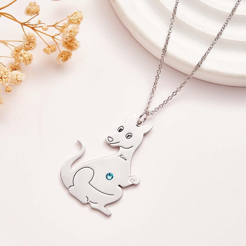 Collar De Canguro Lindo Grabable Con Regalos Encantadores De Piedra Natal Para Mujeres - soufeeles