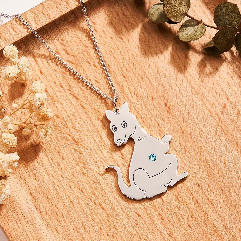 Collar De Canguro Lindo Grabable Con Regalos Encantadores De Piedra Natal Para Mujeres - soufeeles