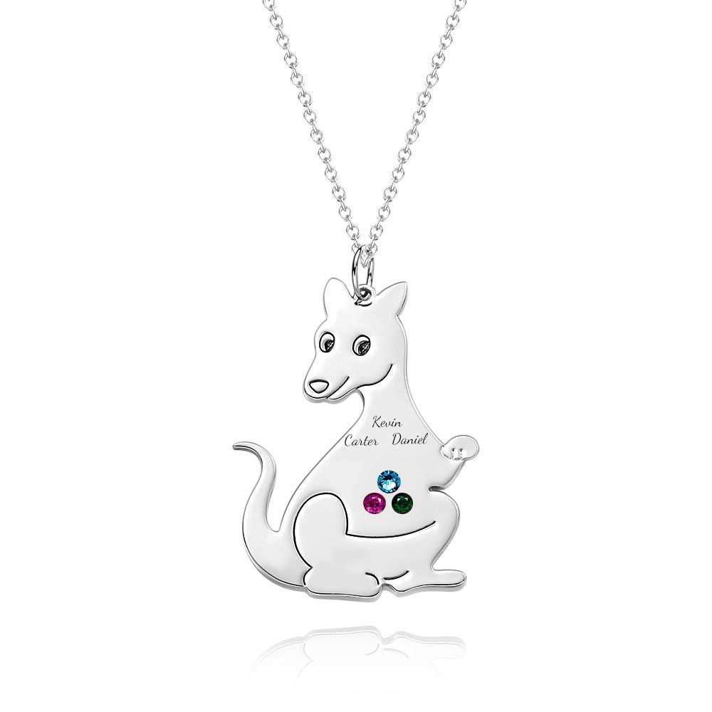 Collar De Canguro Lindo Grabable Con Regalos Encantadores De Piedra Natal Para Mujeres - soufeeles