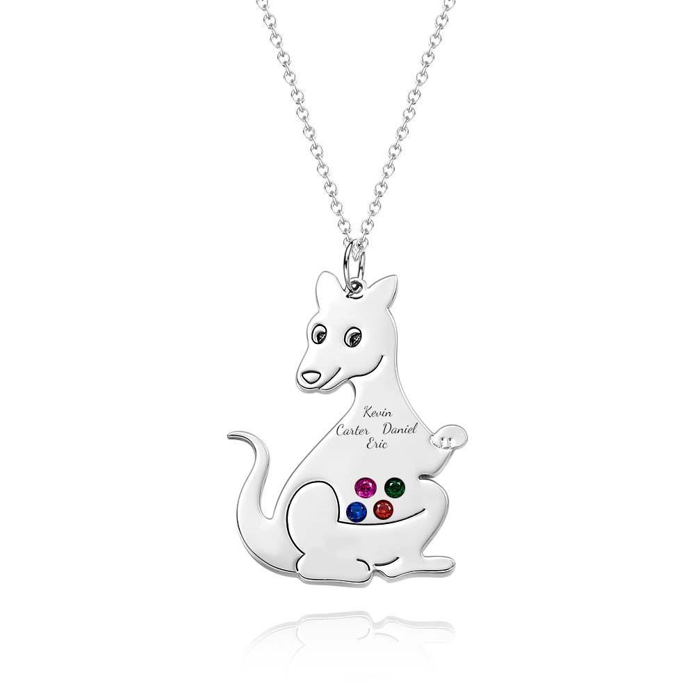 Collar De Canguro Lindo Grabable Con Regalos Encantadores De Piedra Natal Para Mujeres - soufeeles
