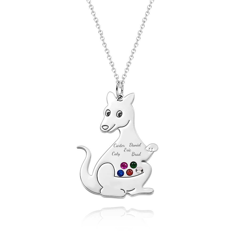 Collar De Canguro Lindo Grabable Con Regalos Encantadores De Piedra Natal Para Mujeres - soufeeles