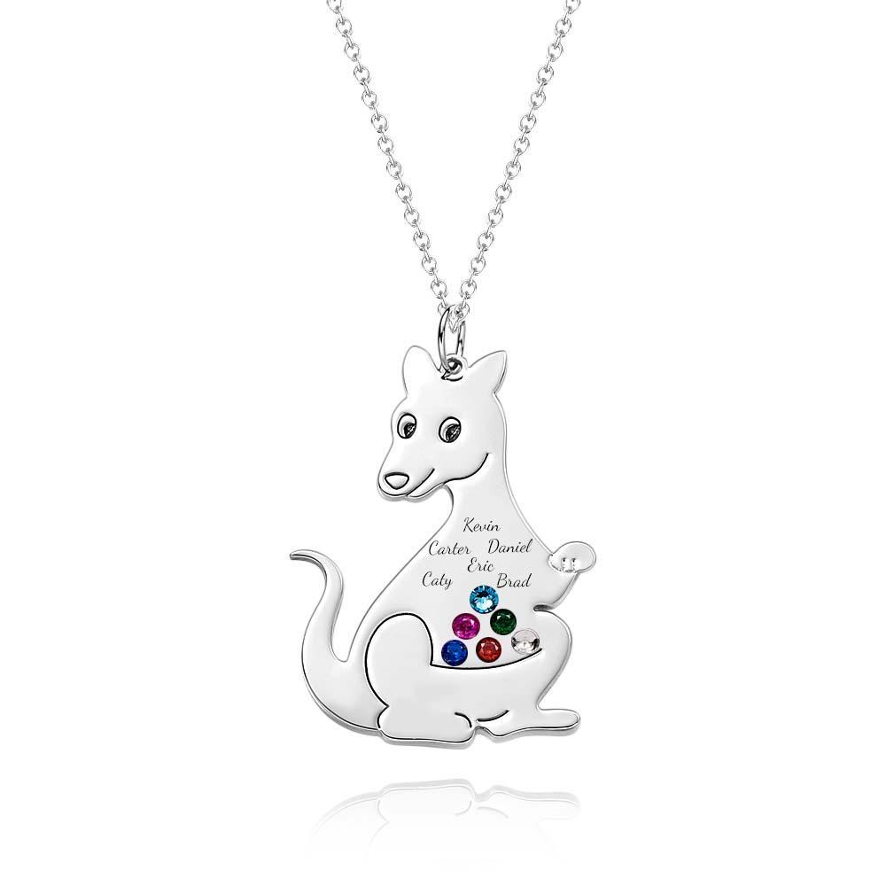 Collar De Canguro Lindo Grabable Con Regalos Encantadores De Piedra Natal Para Mujeres - soufeeles