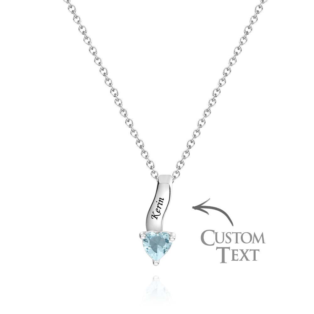Collar Personalizado Con Piedra Natal De Corazón, Collar Noble Grabado Personalizado Para Mujer - soufeeles