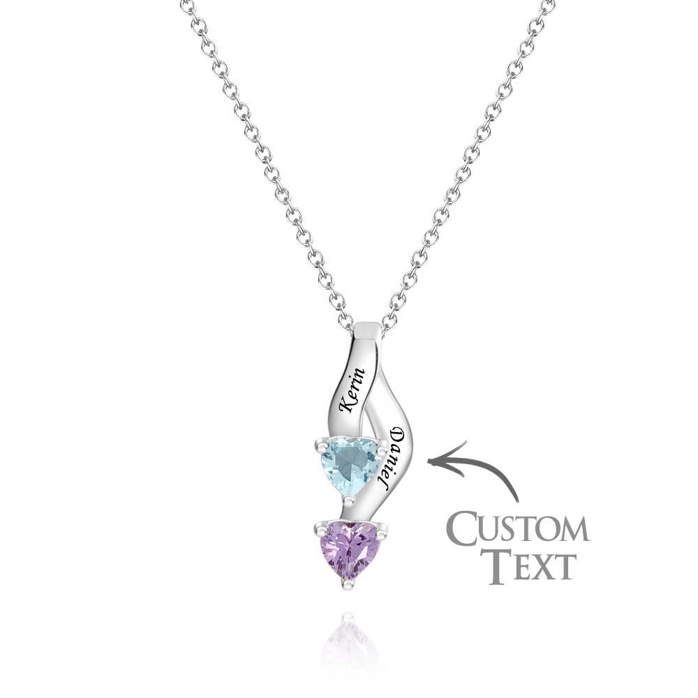 Collar Personalizado Con Piedra Natal De Corazón, Collar Noble Grabado Personalizado Para Mujer - soufeeles