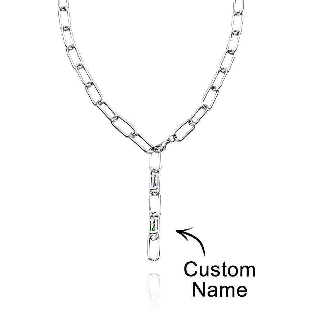 Collar Grabable Con Nombre Y Lazos Sin Fin, Decoración Única Con Piedra Natal Para Parejas - soufeeles