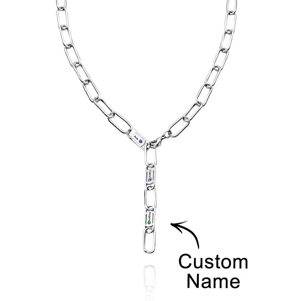Collar Grabable Con Nombre Y Lazos Sin Fin, Decoración Única Con Piedra Natal Para Parejas - soufeeles