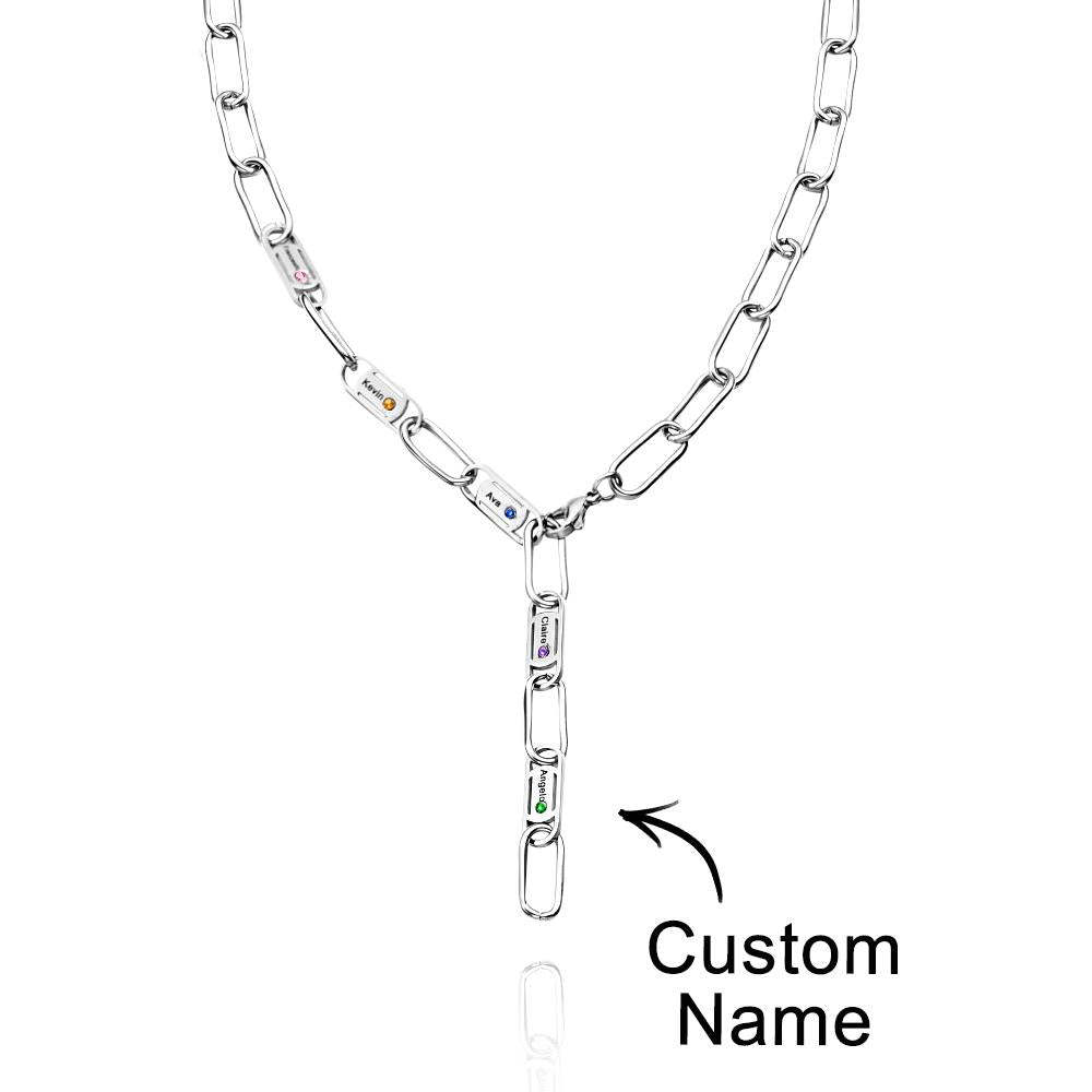 Collar Grabable Con Nombre Y Lazos Sin Fin, Decoración Única Con Piedra Natal Para Parejas - soufeeles