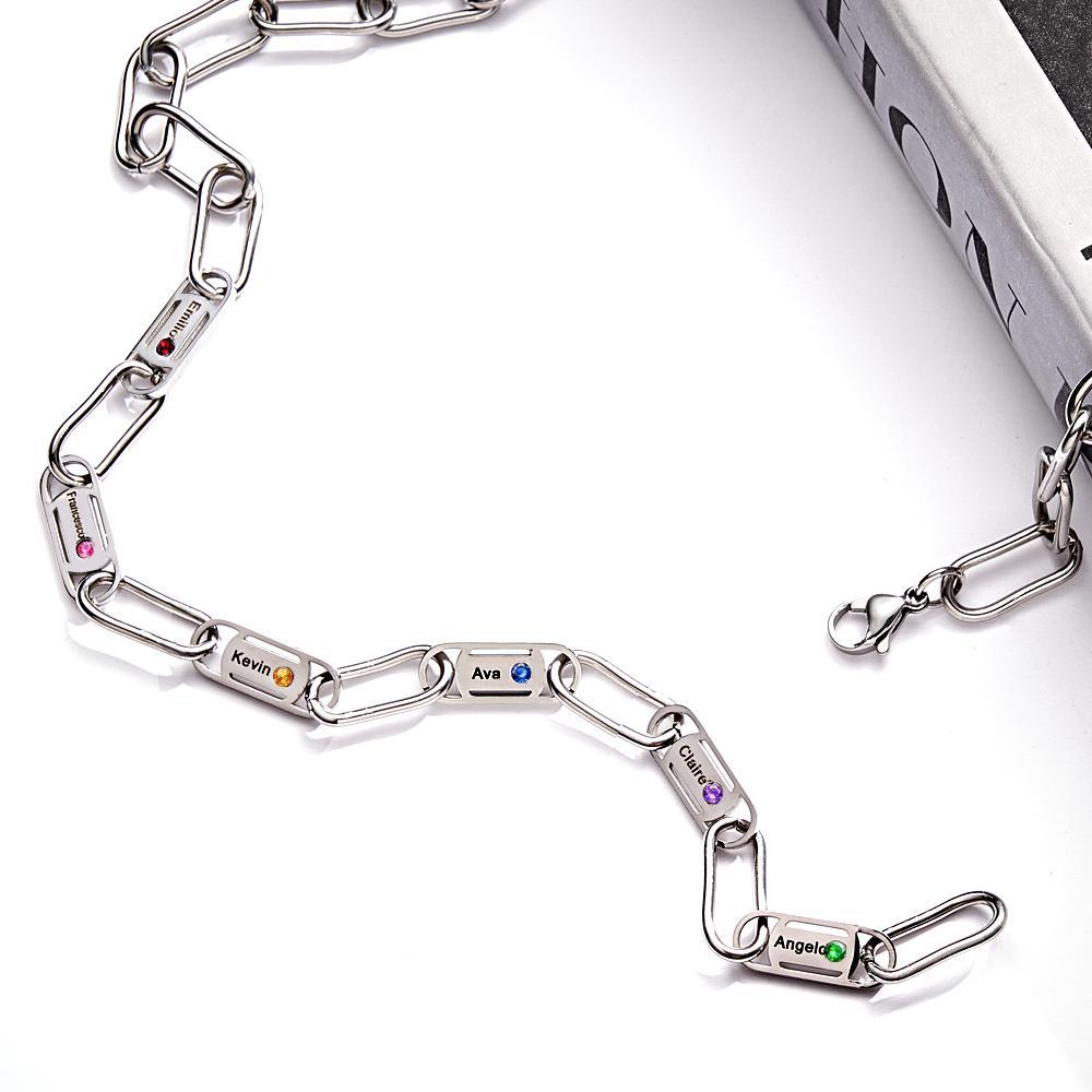 Collar Grabable Con Nombre Y Lazos Sin Fin, Decoración Única Con Piedra Natal Para Parejas - soufeeles