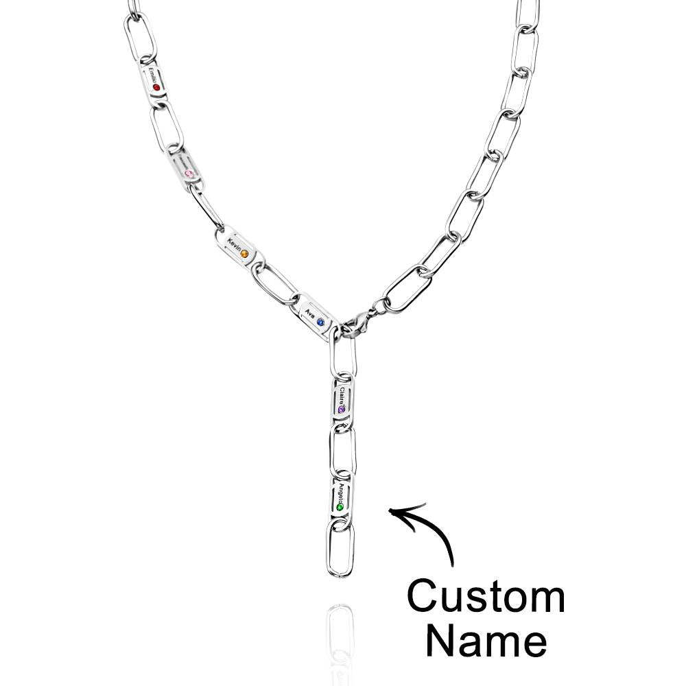 Collar Grabable Con Nombre Y Lazos Sin Fin, Decoración Única Con Piedra Natal Para Parejas - soufeeles