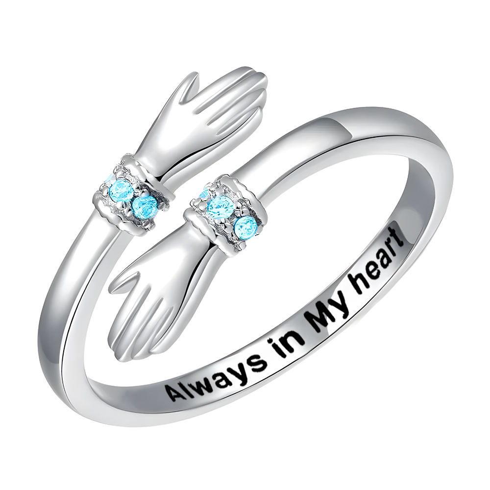 Anillo De Abrazo Con Piedra De Nacimiento Personalizada: Regalo De Joyería Personalizado Para Su Cumpleaños, Aniversario Y San Valentín.