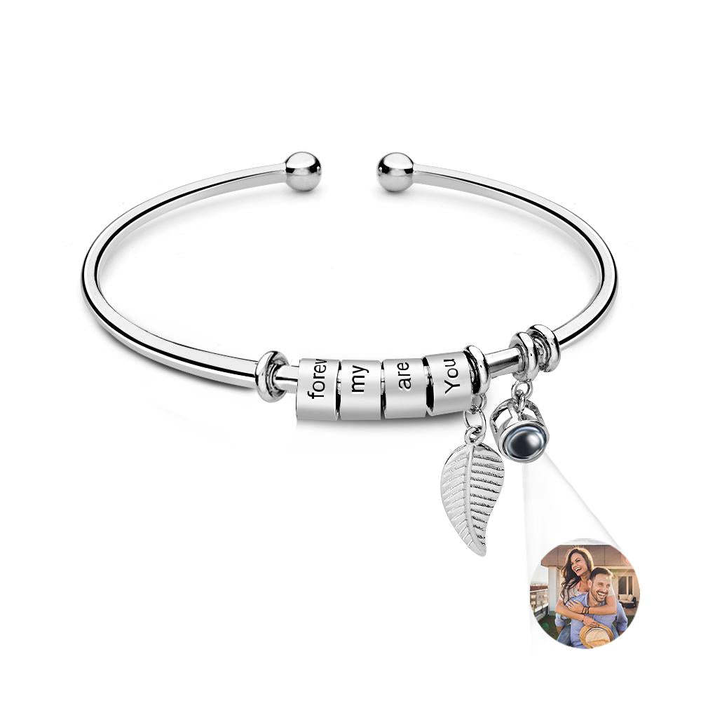 Pulsera De Proyección De Fotos Personalizada, Número Personalizado De Cuentas Grabables Opcionales, Regalo De Joyería Para La Familia - soufeeles