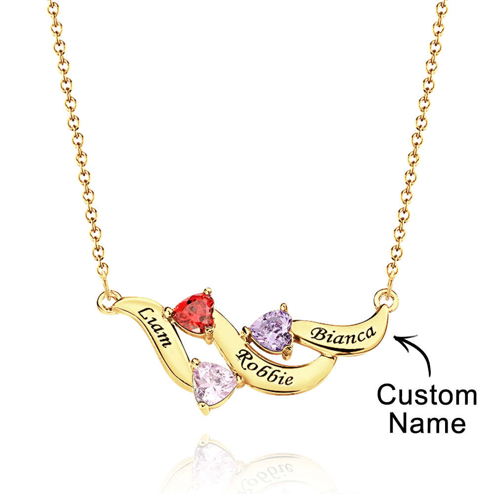Collar Encantador Grabable Con Piedra De Nacimiento De Corazón Regalos Para Ella - soufeeles
