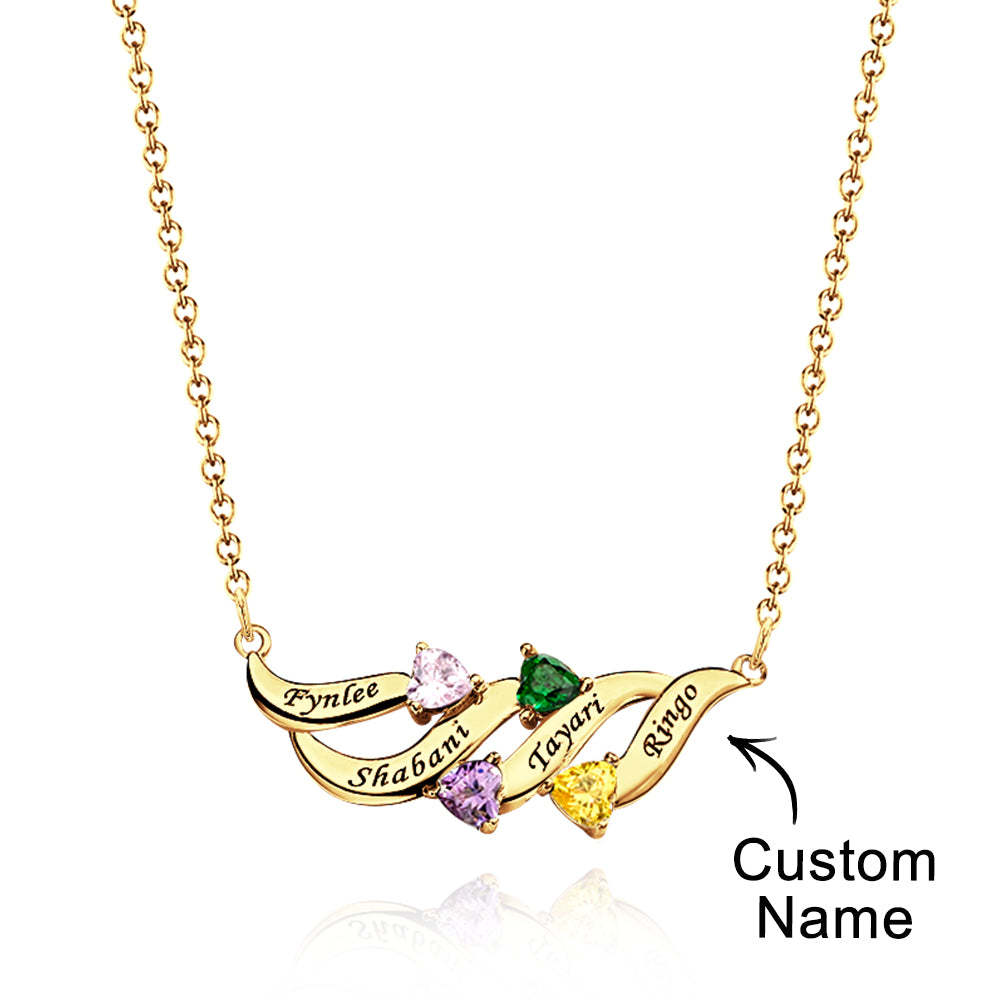 Collar Encantador Grabable Con Piedra De Nacimiento De Corazón Regalos Para Ella - soufeeles