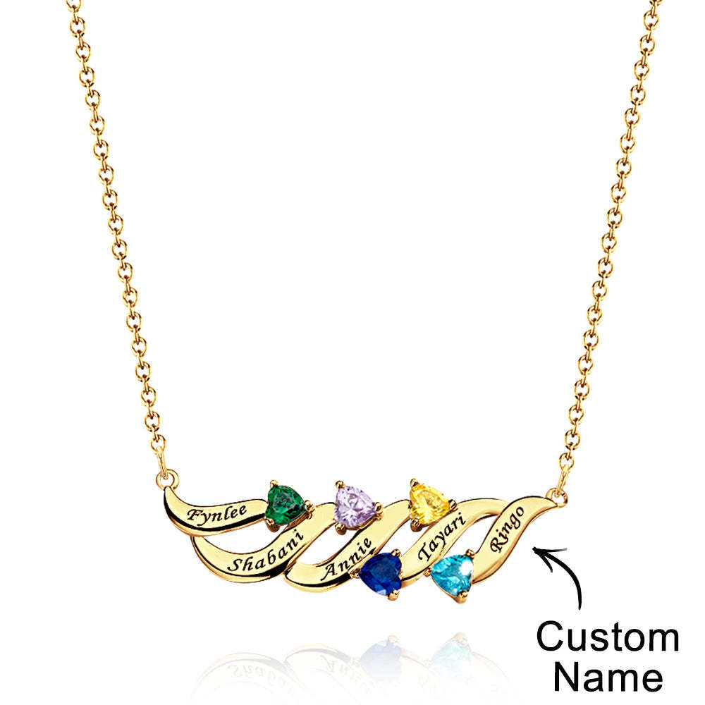 Collar Encantador Grabable Con Piedra De Nacimiento De Corazón Regalos Para Ella - soufeeles