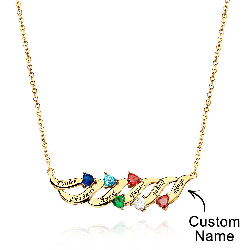 Collar Encantador Grabable Con Piedra De Nacimiento De Corazón Regalos Para Ella - soufeeles