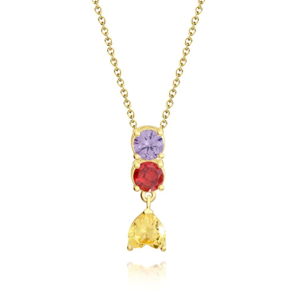 Encantador Collar Combinado Con Piedra Natal Con Un Colgante De Piedra Natal En Forma De Corazón, Joyería, Regalos Del Día De San Valentín - soufeeles