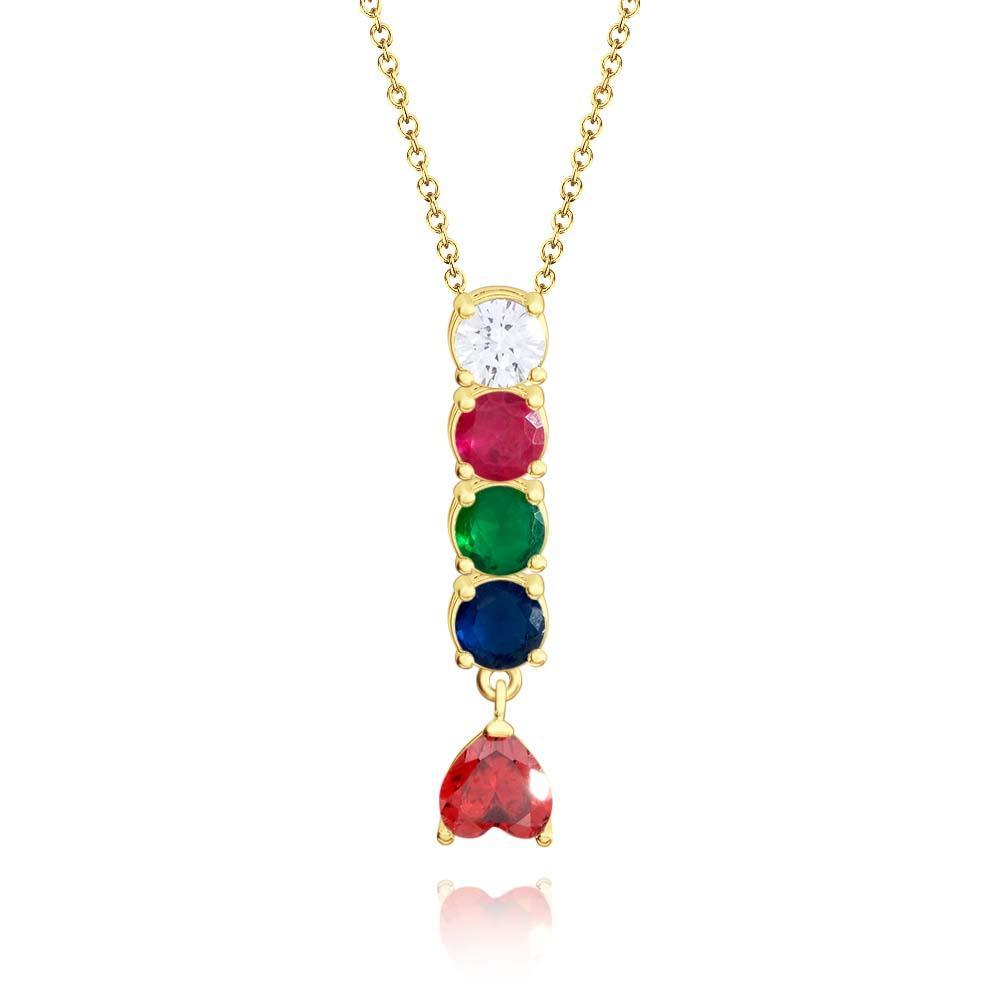 Encantador Collar Combinado Con Piedra Natal Con Un Colgante De Piedra Natal En Forma De Corazón, Joyería, Regalos Del Día De San Valentín - soufeeles