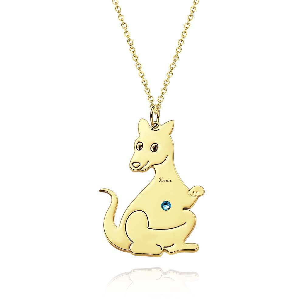 Collar De Canguro Lindo Grabable Con Regalos Encantadores De Piedra Natal Para Mujeres - soufeeles
