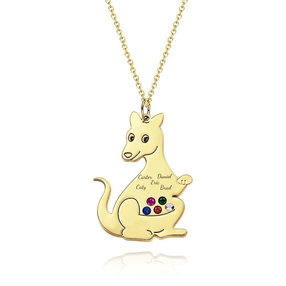 Collar De Canguro Lindo Grabable Con Regalos Encantadores De Piedra Natal Para Mujeres - soufeeles