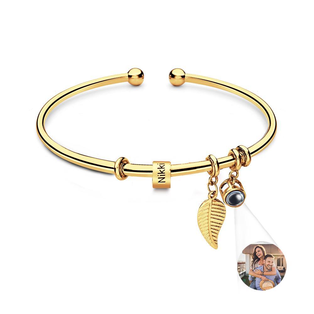 Pulsera De Proyección De Fotos Personalizada, Número Personalizado De Cuentas Grabables Opcionales, Regalo De Joyería Para La Familia - soufeeles