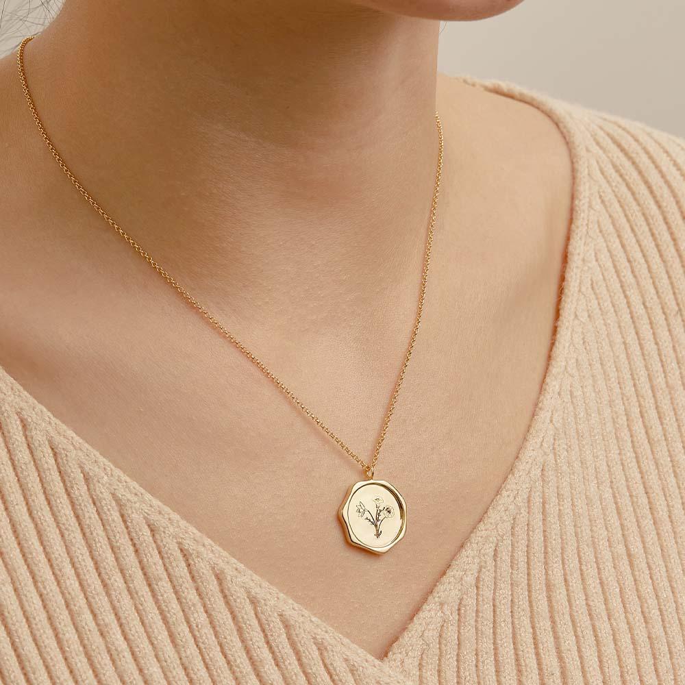 Collar De Texto Personalizado Con 3 Flores De Nacimiento, Collar De Flores De Ramo Personalizado, Regalo Para Mamá - soufeeles