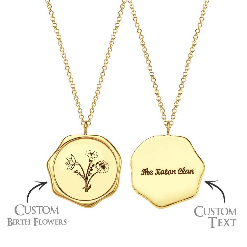 Collar De Texto Personalizado Con 3 Flores De Nacimiento, Collar De Flores De Ramo Personalizado, Regalo Para Mamá - soufeeles