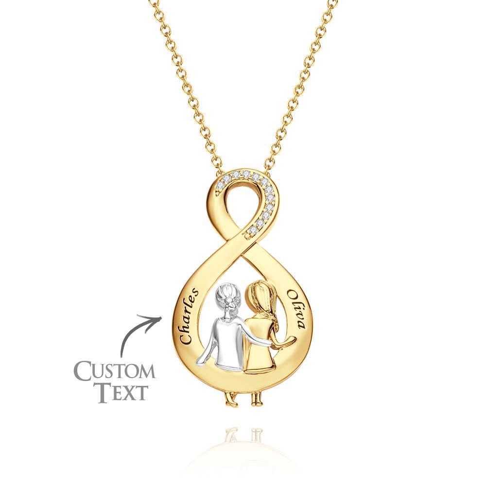 Elegante Collar De Circón Grabado, Colgante Para Hermana Sentada Junta, Regalo Para El Día De La Madre - soufeeles