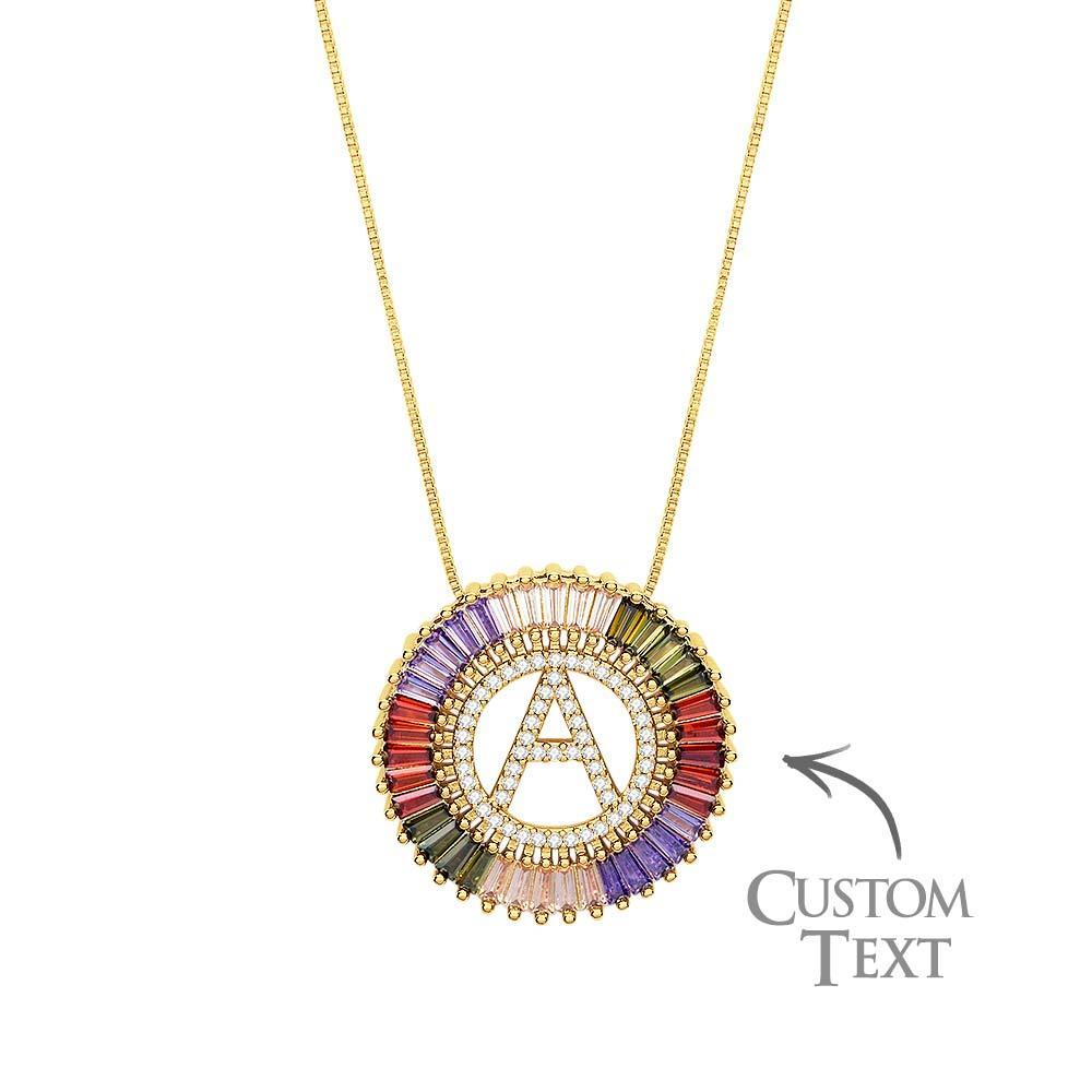 Collar De Diamantes Con Letra Inicial Personalizado, Collar Colorido De Hip Hop Con Rayos De Sol Para Él - soufeeles