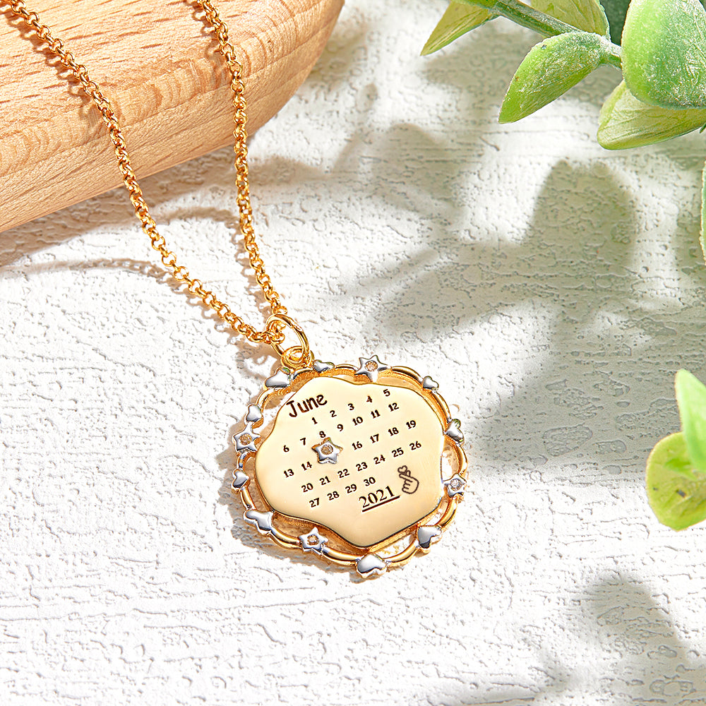 Collar Con Calendario Personalizado, Regalo De Amor Conmemorativo Creativo - soufeeles