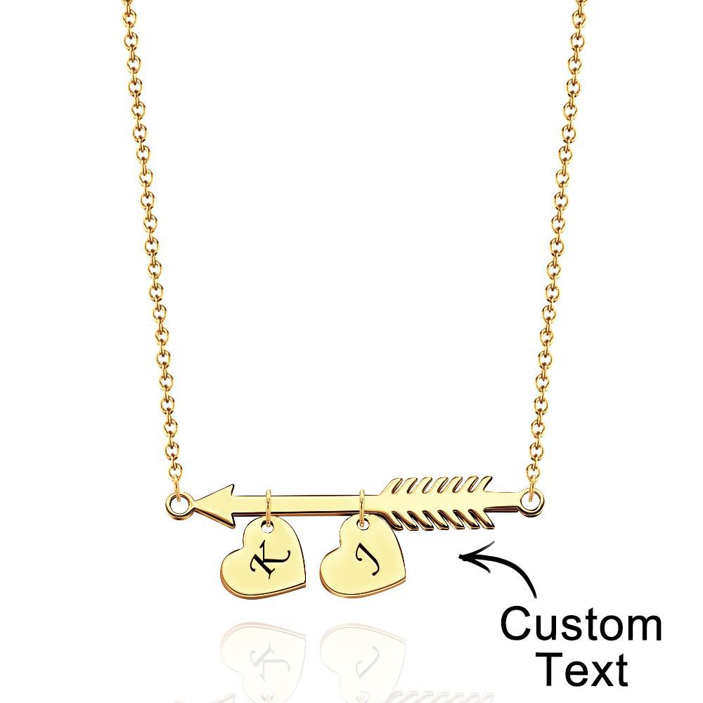 Collar Con Inicial De Huesos De Pescado Personalizado Colgante En Forma De Corazón Regalo De Texto Grabado Para Ella - soufeeles