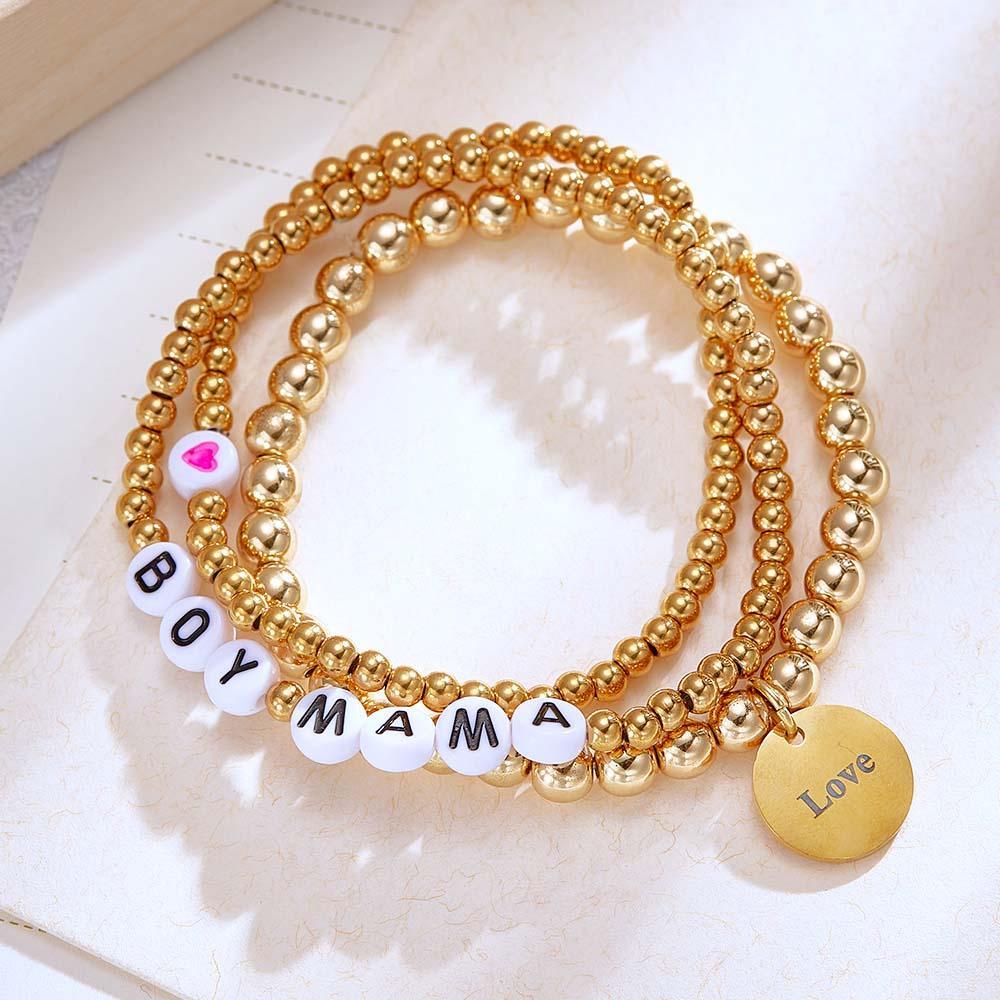 Pulsera De Cuentas Con Nombre Personalizado, Pila De Corazones, Regalo Estilo Bohemia Para Ella - soufeeles