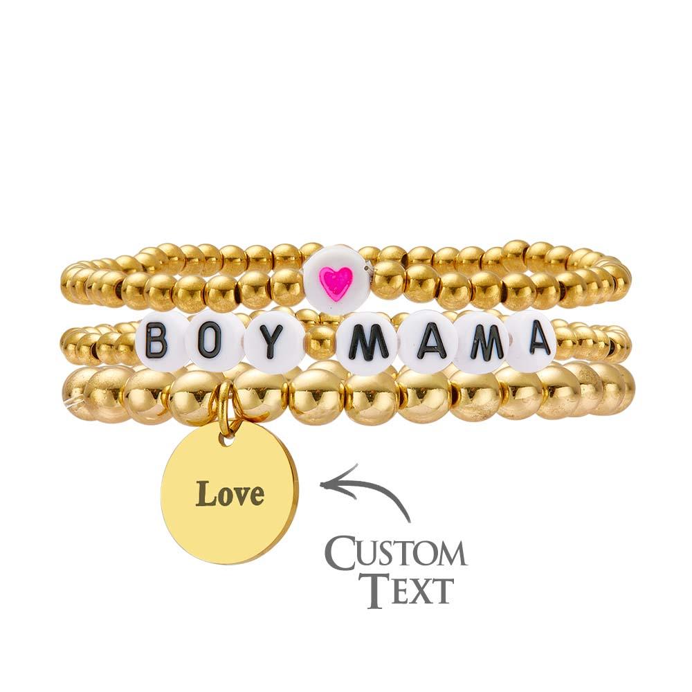 Pulsera De Cuentas Con Nombre Personalizado, Pila De Corazones, Regalo Estilo Bohemia Para Ella - soufeeles