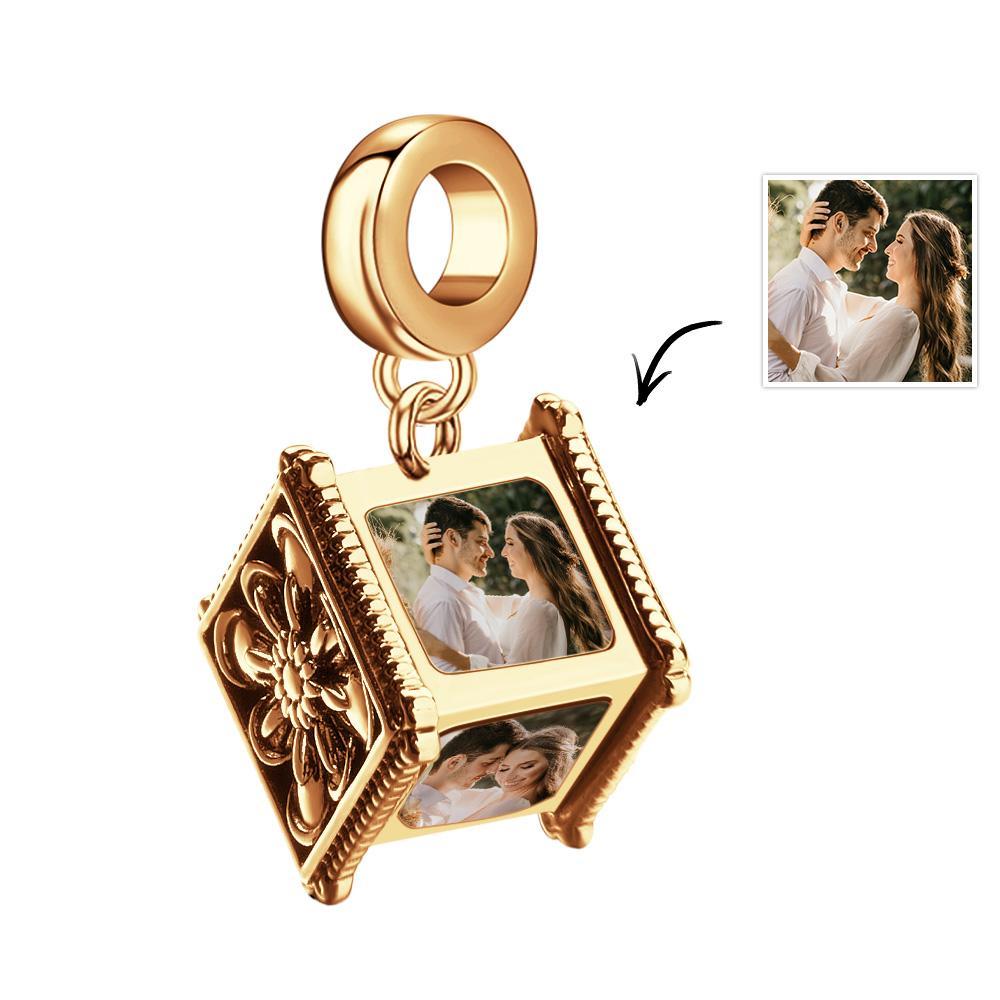 Abalorio Con Foto Que Contiene 4 Imágenes Personalizadas, Cuentas Con Imagen De Cuatro Lados, Compatible Con Pulsera De Cadena De Serpiente, Regalos Ideales - soufeeles