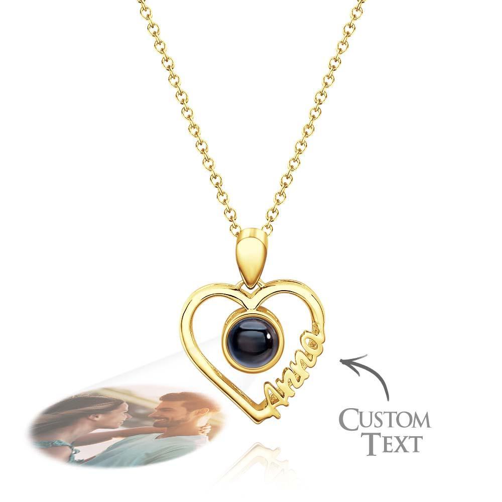 Collar De Proyección De Nombre Personalizado Regalo De Corazón Para Ella - soufeeles