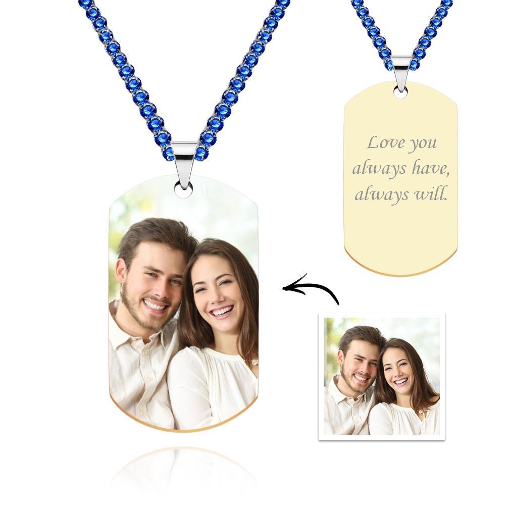 Collar Con Etiqueta Fotográfica Para Hombre Con Cadena De Tenis Grabada Regalos Para Él - soufeeles