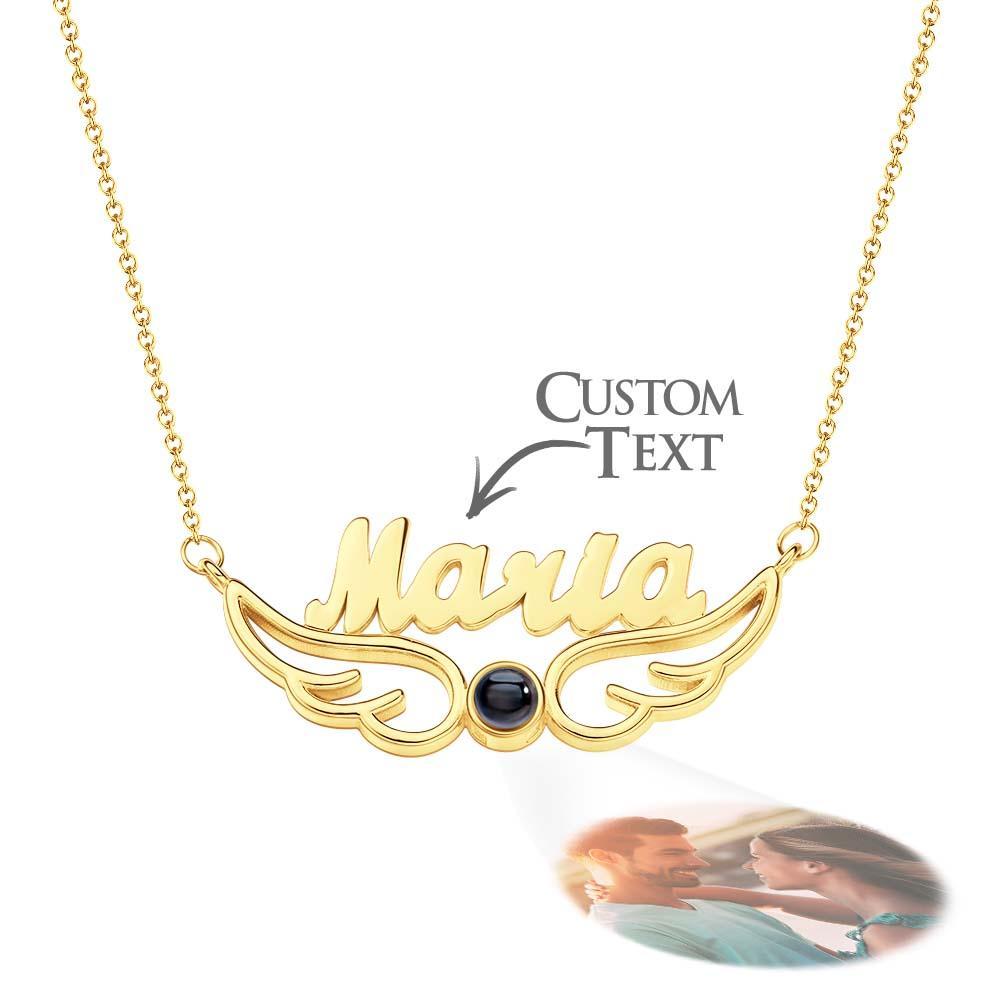 Collar De Proyección De Nombre Personalizado Regalo Estilo Alas De Ángel - soufeeles
