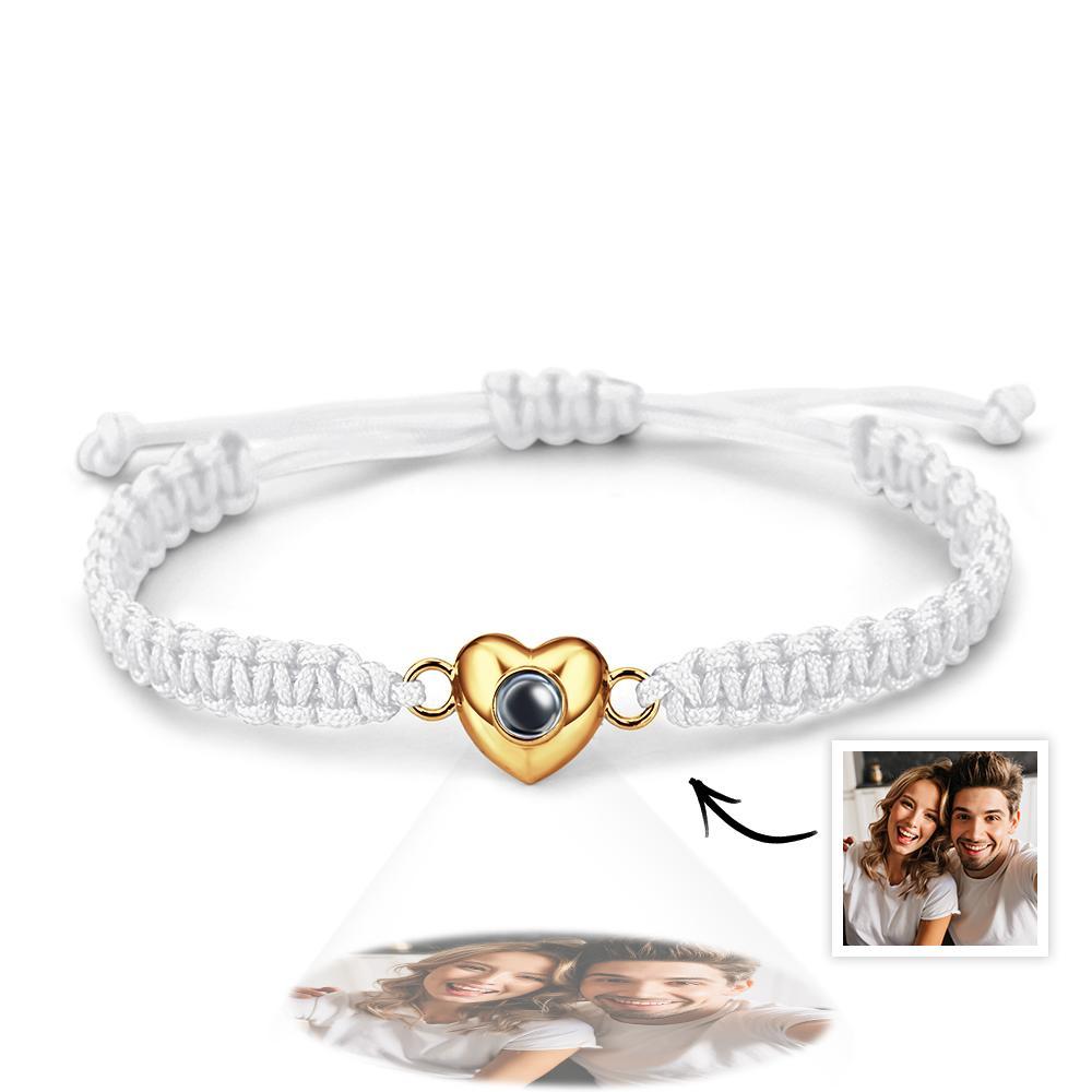 Pulsera De Proyección De Imagen En Forma De Corazón De Cuerda Negra De Moda Simple Personalizada - soufeeles