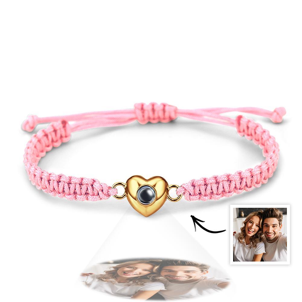 Pulsera De Proyección De Imagen En Forma De Corazón De Cuerda Negra De Moda Simple Personalizada - soufeeles