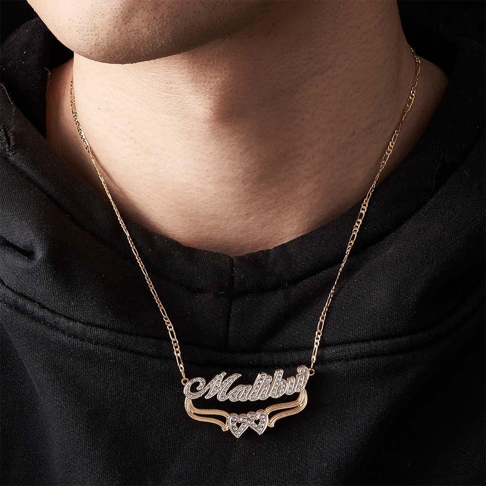 Collar Personalizado Con Nombre De Hip Hop, Collar De Metal Brillante Vintage, Regalos Para Hombres - soufeeles